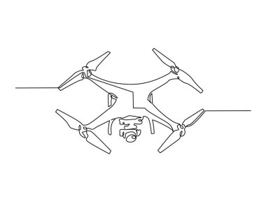 Uçan İHA çizimi çizimi. Uçan İHA 'nın aralıksız çizimleri. Düzenlenebilir vuruş.