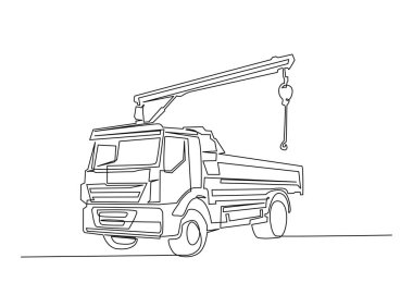 Crane kamyon servisi tek hatlı çizimde. Tahliye aracı çekicisinin çizimleri devam ediyor..