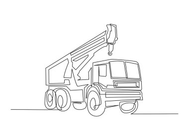 Crane kamyon servisi tek hatlı çizimde. Tahliye aracı çekicisinin çizimleri devam ediyor..