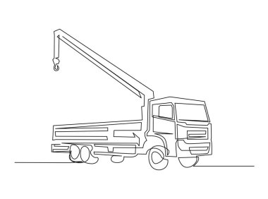 Crane kamyon servisi tek hatlı çizimde. Tahliye aracı çekicisinin çizimleri devam ediyor..