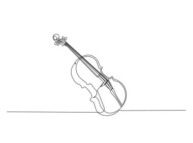 Tek hatlı çizimde klasik çello. Sürekli keman çizimleri, müzisyen ekipmanları. Düzenlenebilir vuruş.