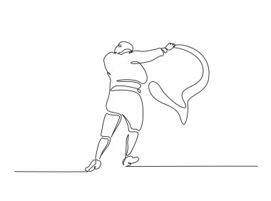 İspanyol boğa güreşçisi - Matador tek çizgili resimde. Matador 'un boğa güreşi sırasındaki durmaksızın çizimleri. Düzenlenebilir vuruş.