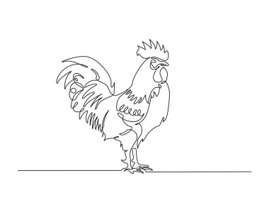 Horoz çizimi çizimi. Tavuk Horozu 'nun aralıksız çizimleri. Düzenlenebilir vuruş.