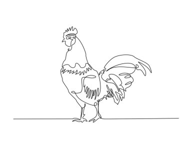 Horoz çizimi çizimi. Tavuk Horozu 'nun aralıksız çizimleri. Düzenlenebilir vuruş.