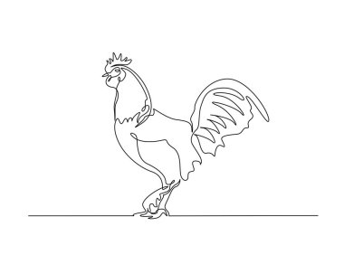 Horoz çizimi çizimi. Tavuk Horozu 'nun aralıksız çizimleri. Düzenlenebilir vuruş.