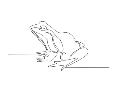 Tek ana hatlı resimde kurbağa. Kurbağa veya Kurbağa 'nın aralıksız çizimleri. Düzenlenebilir vuruş.