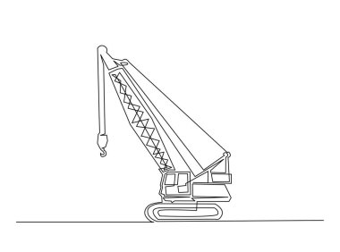 Hidrolik vinç ağır aracının aralıksız çizimi. Sürüngen Turna tek ana hatlı çizimde. 
