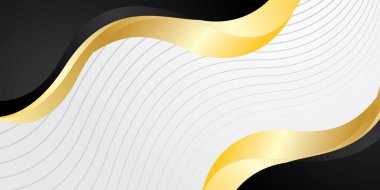 Altın ve siyah çizgili dalga desenli soyut arkaplan