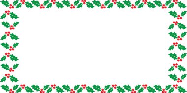 Kutsanmış yapraklar ve böğürtlenler çerçevesi, ki bunlar genellikle Noel süslemeleri olarak kullanılır.