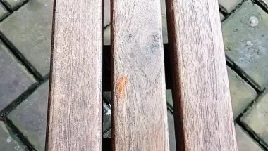 Dikey dizilmiş üç çam kalası