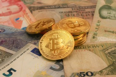 Bitcoin kripto para kriptosu. Bitcoin modern elektronik paradır. Para geçmişi olan bitcoin. Metal bitcoin materyali