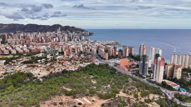 Yapraklı Park ve Apartman Kuleleri Mavi Deniz ve Ada Ufku, Gün ortası Berraklığı,