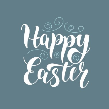 Paskalya kutlamanız kutlu olsun. Arkaplanda izole edilmiş yazı ve dekorasyonla birlikte. Pankart, poster ve kartlar için vektör illüstrasyonu.