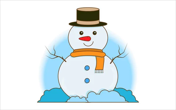 Muñeco de nieve de Navidad aislado sobre fondo blanco. Ilustración vectorial — Vector de stock