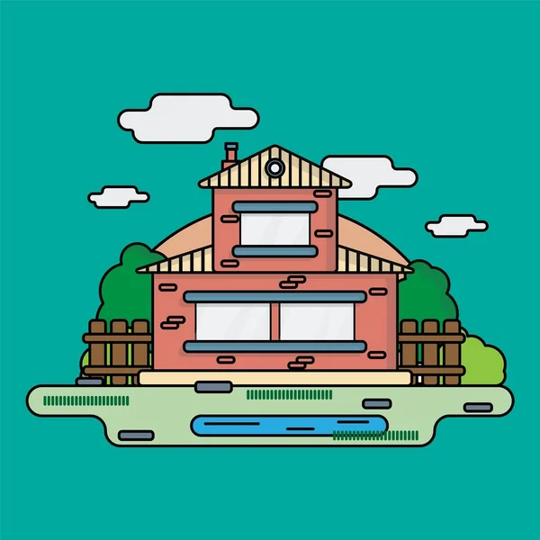 Une petite maison colorée. Une maison de campagne ou un chalet. Illustration vectorielle — Image vectorielle