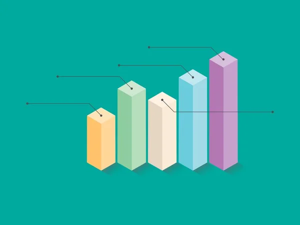 Gráfico de negocio vectorial columnar. Modelo de calendario de indicadores de crecimiento. Columnas de datos de color — Vector de stock