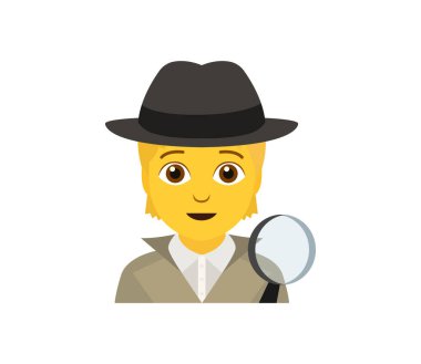 Sherlock Holmes, gülümseyen ikili olmayan dedektif gülümseme özel dedektif ipucu emoji sembolü ikon vektör çizimi izole edildi.