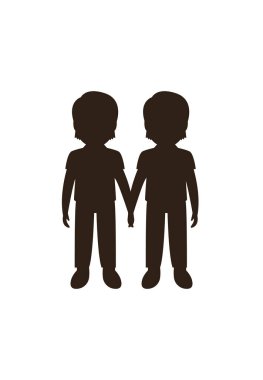 Çift kişilik, ikili olmayan, el ele tutuşan, şirin emoji sembolü sembol ikon vektör çizimi izole edilmiş, düz.