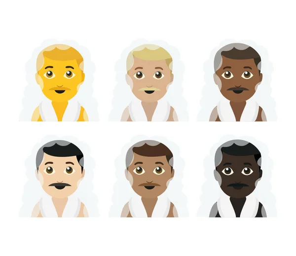 Saunadaki adam spa havlusu sisi gevşetiyor duş emojisi sembolü simge çizimi izole edilmiş düz