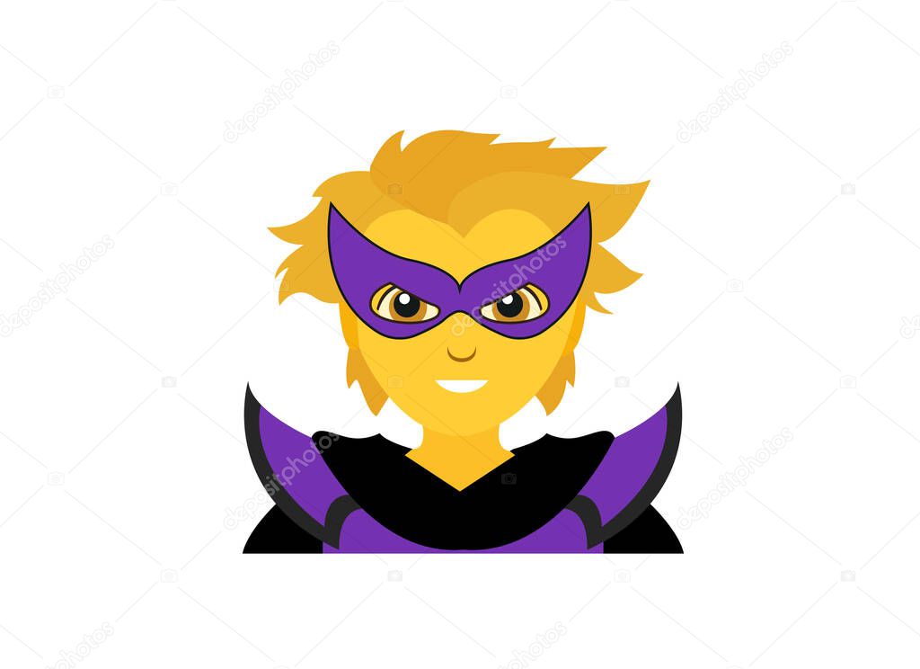 Supervillain villain hero costume masked person emoji symbol sign icon vector illustration isolated flat non-binary