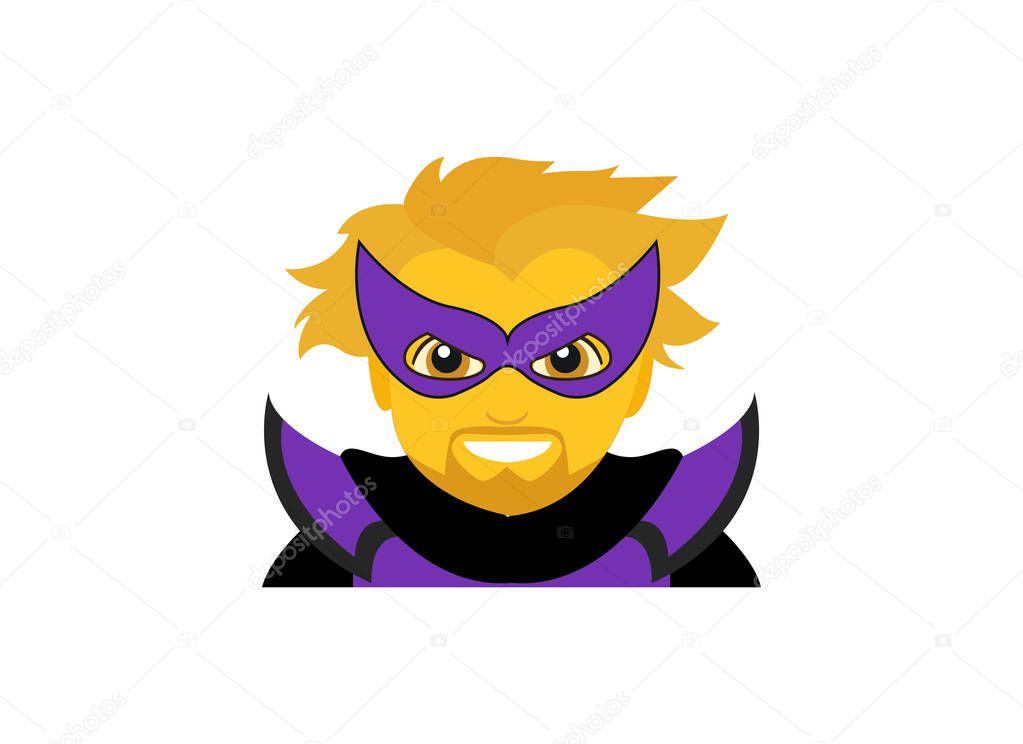 Supervillain villain hero costume masked person emoji symbol sign icon vector illustration isolated flat man men male
