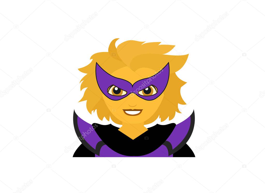 Supervillain villain hero costume masked person emoji symbol sign icon vector illustration isolated flat woman women female