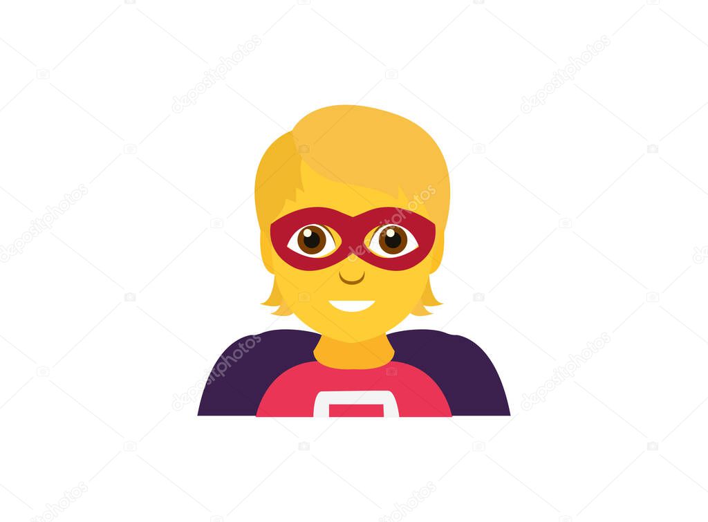 Superhero person non-binary super hero mask masked vigilante emoji symbol sign icon vector illustration isolated flat