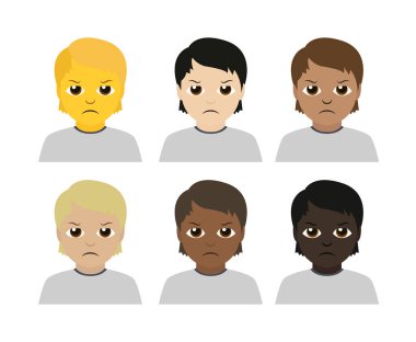 Kızgın üzgün üzgün kişi yüz yüze İkili olmayan emoji sembolü simgesi simge çizimi izole düz