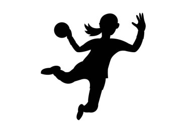 Hentbol oynayan koruyucu gözlükler takan bir kadın spor atleti topu 