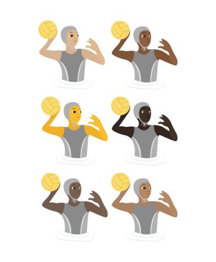 İkili olmayan sembol sembolü ikon vektör illüstrasyonunu oynayan su topu sporcusu spor atleti sporcusu.