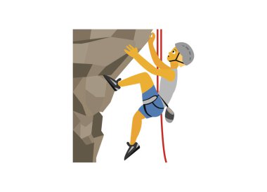 Kaya tırmanışçısı, kaya tırmanışı sporu, ikili olmayan uçurum emojisi sembolü simgesi, ikon vektör çizimi, izole edilmiş düz.