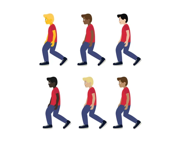 Siluet tarafında yürüyen adam kırmızı gömlekli adam emoji sembolü sembolü çizimi izole edilmiş.