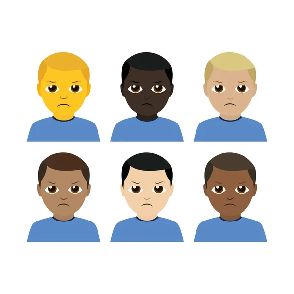 Kızgın adam üzgün üzgün surat üzgün ifade insan erkek baş emoji sembolü simge çizim düz izole