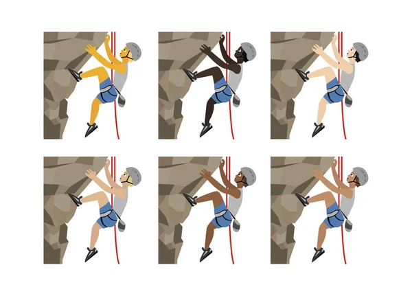 Kaya tırmanışçısı, kaya tırmanışı sporu, ikili olmayan uçurum emojisi sembolü simgesi, ikon vektör çizimi, izole edilmiş düz.