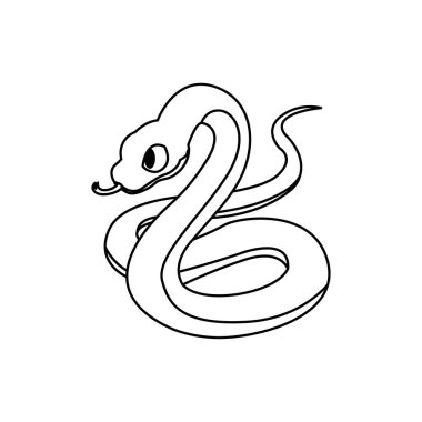 yeşil yılan sevimli sürüngen hayvan yılan emoji sembolü simge ikon vektör çizimi izole düz