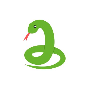 yeşil yılan sevimli sürüngen hayvan yılan emoji sembolü simge ikon vektör çizimi izole düz