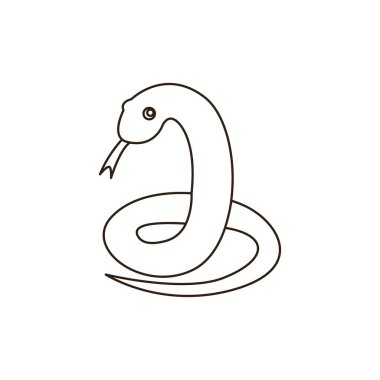 yeşil yılan sevimli sürüngen hayvan yılan emoji sembolü simge ikon vektör çizimi izole düz