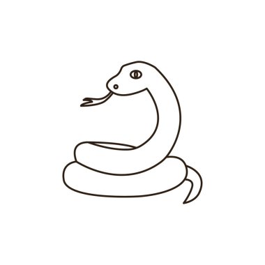 yeşil yılan sevimli sürüngen hayvan yılan emoji sembolü simge ikon vektör çizimi izole düz