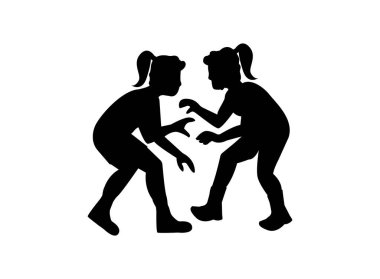 Güreşçi kadın güreşçi, sporcu kadın, mavi kadın, emoji sembolü, ikon, vektör çizimi.