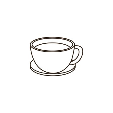 Beyaz kahve fincanı, sütlü kahve, sütlü kahve, emoji sembolü simge çizimi, izole edilmiş düz resim.