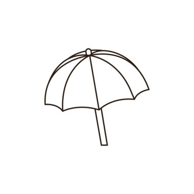 Plaj şemsiyesi yaz tatili okyanus tatili emoji sembolü ikon vektör çizimi izole edilmiş düz