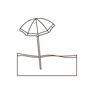 Plaj şemsiyesi yaz tatili okyanus tatili emoji sembolü ikon vektör çizimi izole edilmiş düz