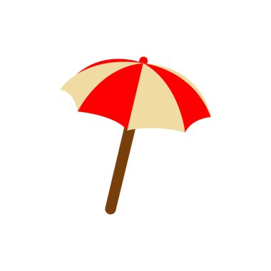 Plaj şemsiyesi yaz tatili okyanus tatili emoji sembolü ikon vektör çizimi izole edilmiş düz