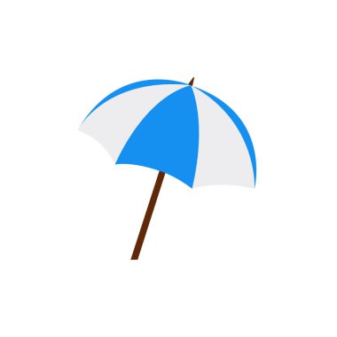 Plaj şemsiyesi yaz tatili okyanus tatili emoji sembolü ikon vektör çizimi izole edilmiş düz