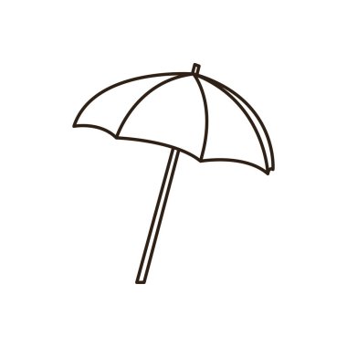 Plaj şemsiyesi yaz tatili okyanus tatili emoji sembolü ikon vektör çizimi izole edilmiş düz