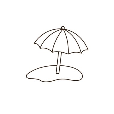 Plaj şemsiyesi yaz tatili okyanus tatili emoji sembolü ikon vektör çizimi izole edilmiş düz