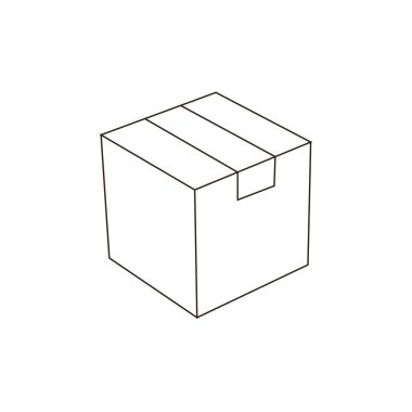 karton kutu sonrası karton paket bantlı teslimat ambalaj ambalajlı emoji sembolü simge ikon vektör illüstrasyonu izole edildi