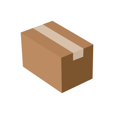 karton kutu sonrası karton paket bantlı teslimat ambalaj ambalajlı emoji sembolü simge ikon vektör illüstrasyonu izole edildi