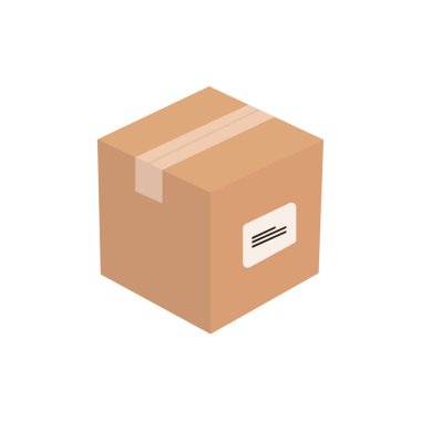 karton kutu sonrası karton paket bantlı teslimat ambalaj ambalajlı emoji sembolü simge ikon vektör illüstrasyonu izole edildi