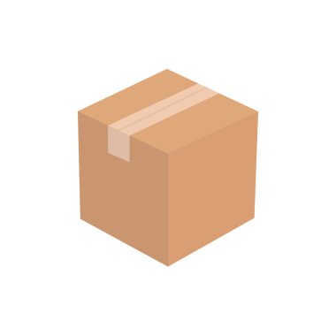 karton kutu sonrası karton paket bantlı teslimat ambalaj ambalajlı emoji sembolü simge ikon vektör illüstrasyonu izole edildi